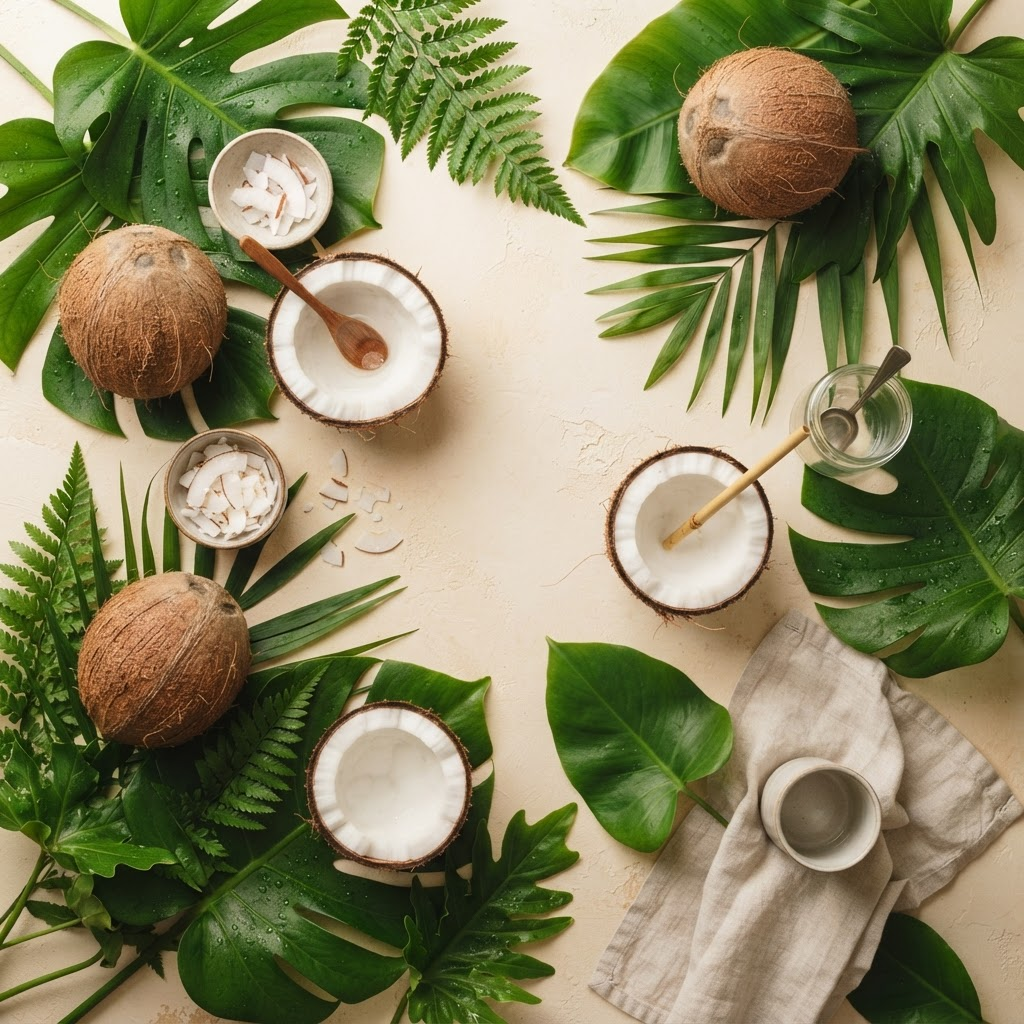 Inside a Colombian coconut harvest at golden hour